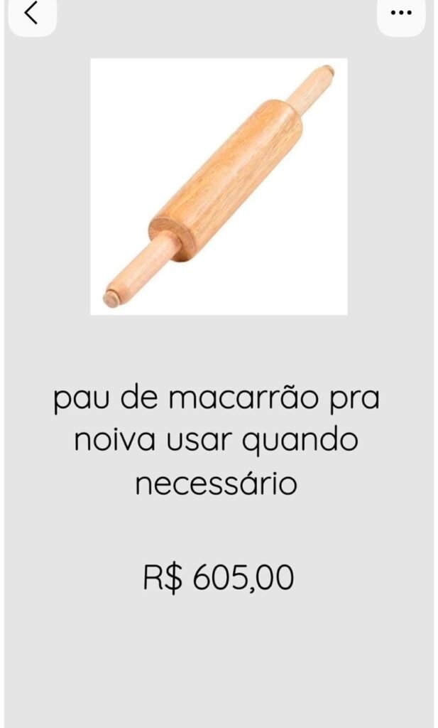 Pau de macarrão pra noiva usar quando necessário